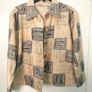 Units Medium Ivory Black Gold Embroidered Jacket